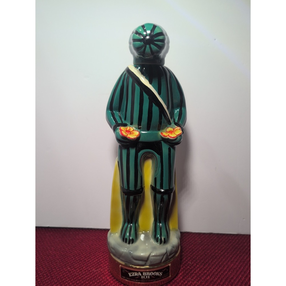 Vtg Ezra Brooks Hopi Kachina Whiskey Decanter No 9 Rattlesnake Watermelon 1980
